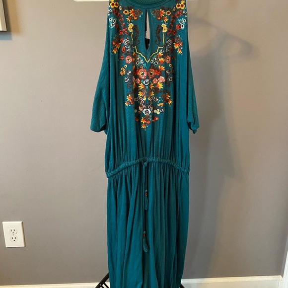 Teal cold shoulder dress - Picture 2 of 5